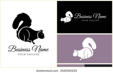 silhouette squirrel vector logo template