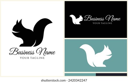 silhouette squirrel vector logo template