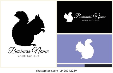 silhouette squirrel vector logo template