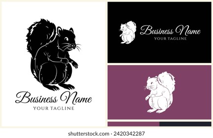 silhouette squirrel vector logo template
