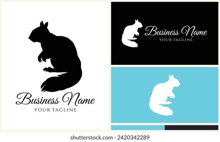 silhouette squirrel vector logo template