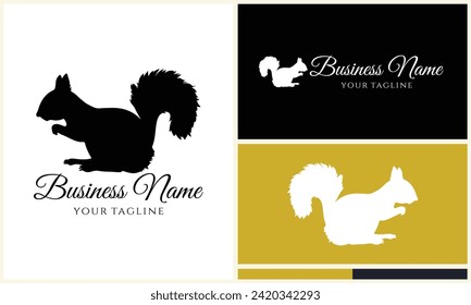 silhouette squirrel vector logo template