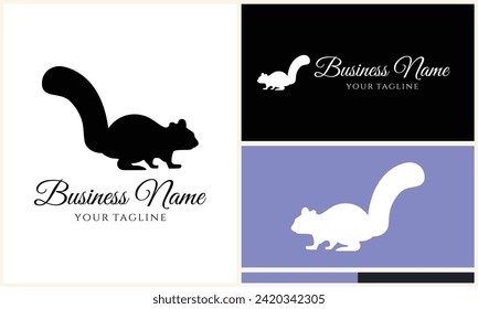 silhouette squirrel vector logo template
