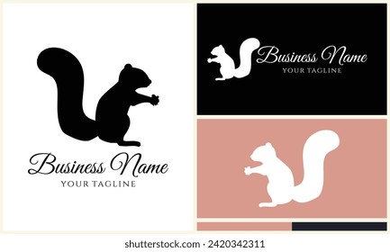 silhouette squirrel vector logo template