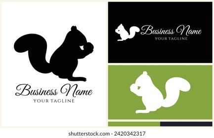 silhouette squirrel vector logo template