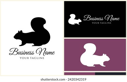 silhouette squirrel vector logo template