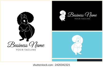 silhouette squirrel vector logo template