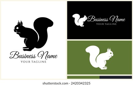 silhouette squirrel vector logo template