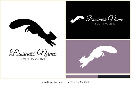 silhouette squirrel vector logo template