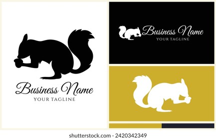 silhouette squirrel vector logo template