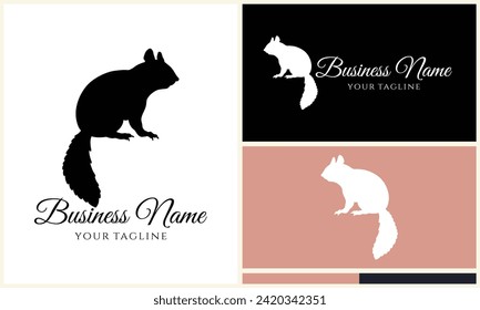 silhouette squirrel vector logo template