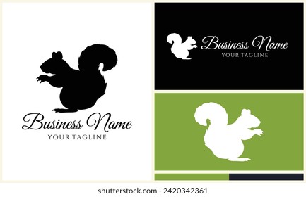 silhouette squirrel vector logo template