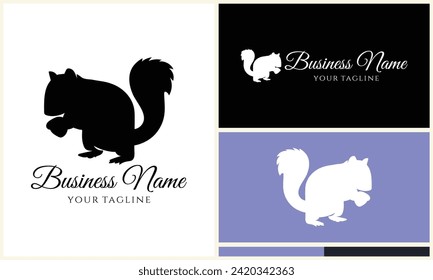 silhouette squirrel vector logo template