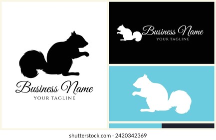 silhouette squirrel vector logo template