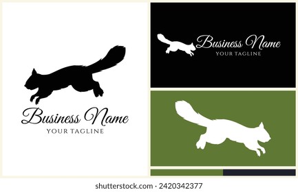 silhouette squirrel vector logo template
