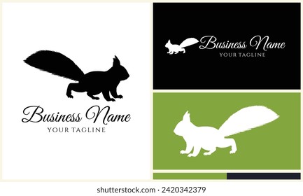 silhouette squirrel vector logo template