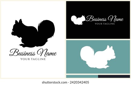 silhouette squirrel vector logo template