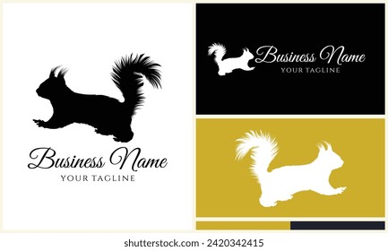 Silhouette-Eichhörnchen-Vektorgrafik-Logo-Vorlage