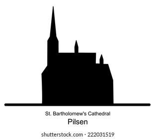 Silhouette of St. Bartholomew s Cathedral in Pilsen illustration