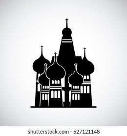 silhouette of St Basil Cathedral in Red Square, Moscow, Russia. Vector illustration