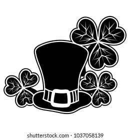 silhouette st patrick hat with clover plants