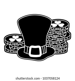 silhouette st patrick hat with coins gold money