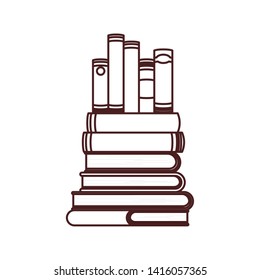 silhouette of stack of books on white background