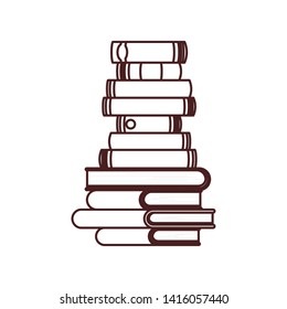 silhouette of stack of books on white background