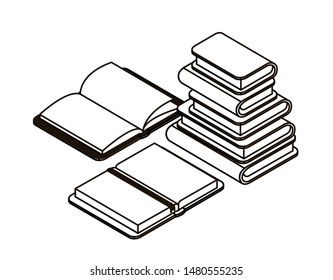 silhouette of stack of books on white background