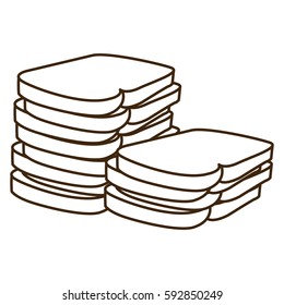 silhouette stack slices bread bakery food vector illustration