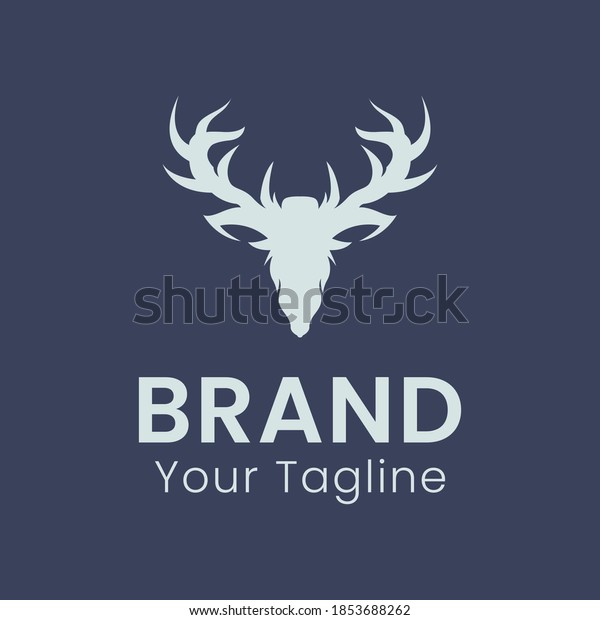 Silhouette Stag Head Logo Design Stock Vector (Royalty Free) 1853688262