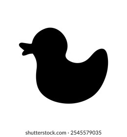 Silhouette, stamp, doodle of a children's toy rubber duck. Vector graphics.