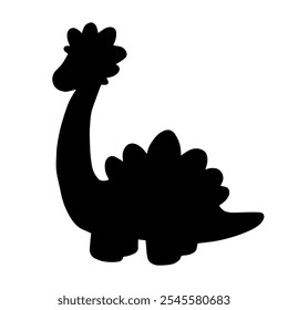 Silhouette, stamp, doodle of a children's toy dinosaur. Vector graphics.