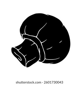 Silhouette, stamp of forest mushroom champignon.Vector graphics.