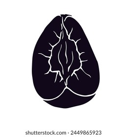 Silhouette, Stempel aus Pfirsichfruchtscheibe.Vektorgrafik Grafiken.