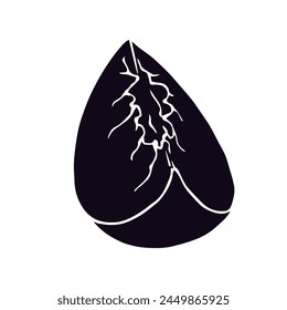 Silhouette, stamp of peach fruit slice.Vector graphics.
