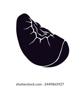 Silhouette, stamp of peach fruit slice.Vector graphics.