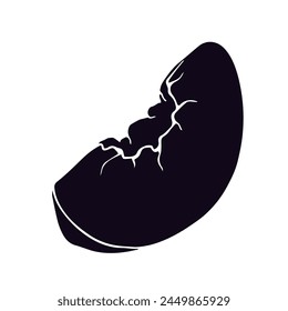 Silhouette, stamp of peach fruit slice.Vector graphics.