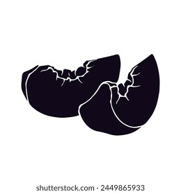 Silhouette, Stempel aus Pfirsichfruchtscheibe.Vektorgrafik Grafiken.