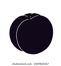Silhouette, stamp of peach fruit.Vector graphics.
