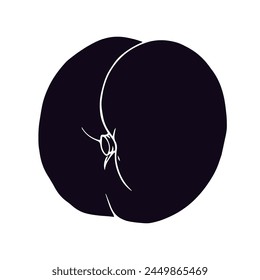 Silhouette, Stempel von Pfirsichfrucht.Vektorgrafik Grafiken.