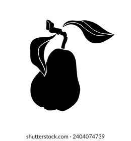 Silhouette, stamp of pear fruit. Vector graphics.
