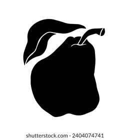 Silhouette, stamp of pear fruit. Vector graphics.
