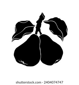 Silhouette, stamp of pear fruit. Vector graphics.