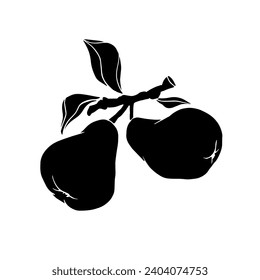 Silhouette, stamp of pear fruit. Vector graphics.