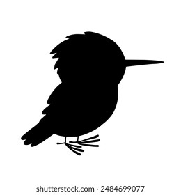 Silhouette, stamp of a small bird. Vector graphics.