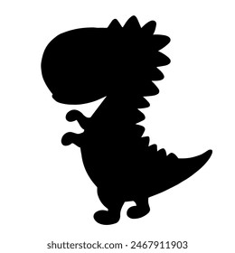 Silhouette, stamp of a small dinosaur animal. Vector graphics.