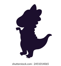 Silhouette, stamp of a small dinosaur. Vector graphics.
