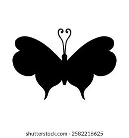 Silhouette, stamp of a winged insect, decorative butterfly. Vector graphics.