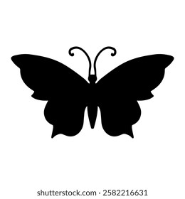 Silhouette, stamp of a winged insect, decorative butterfly. Vector graphics.